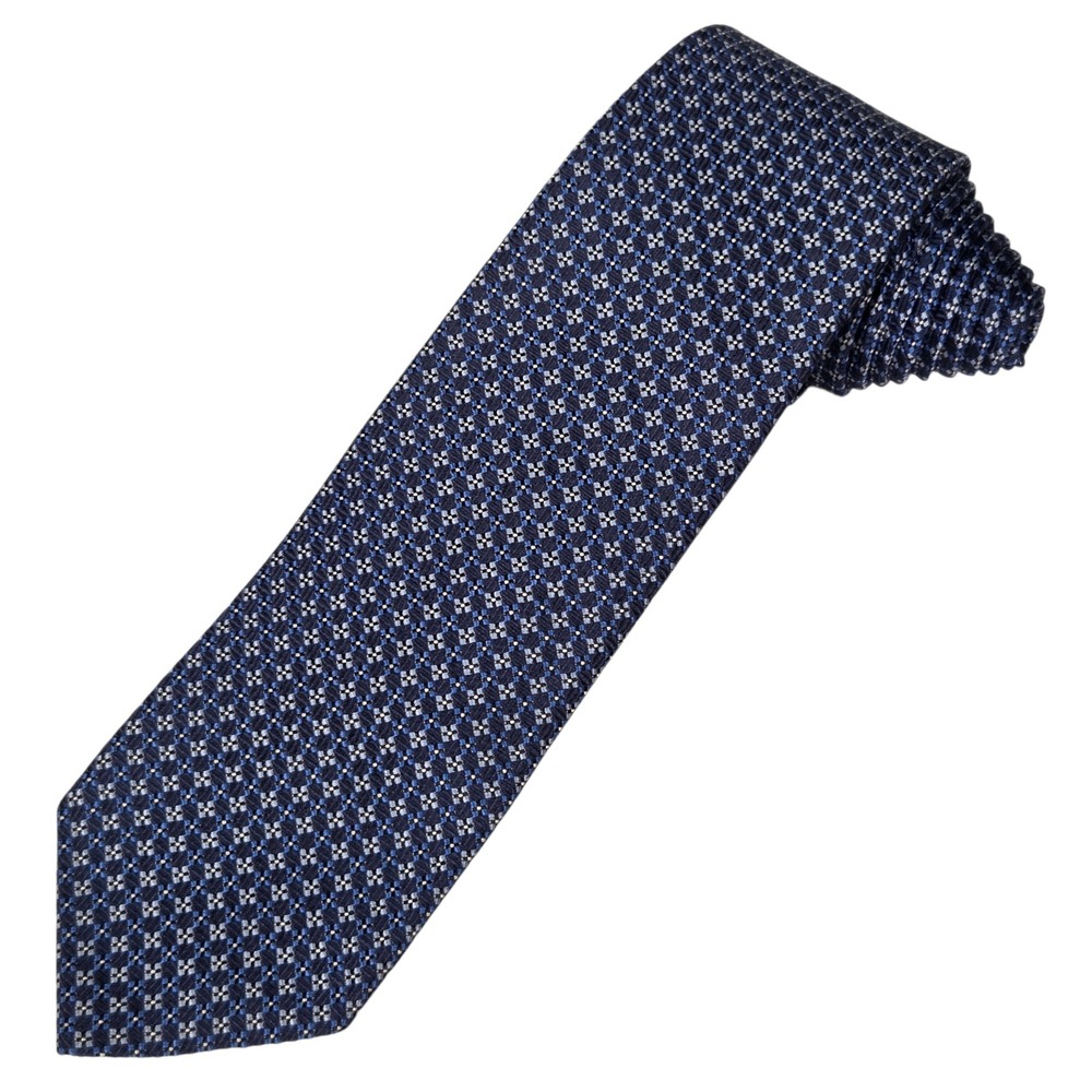 Brooks Brothers 346 Necktie Mens OS Blue Geometric Silk‎ Woven Classic Business